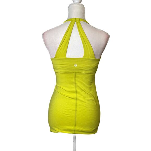 lululemon Scoop Me Up Tank top Tonka Stripe Split Pea Yoga Gym Spin Sz 6 yellow - Picture 4 of 12